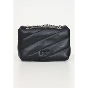Pinko Puff Baby Maxi Quilt Black Leather Τσάντα