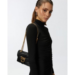 Pinko Puff Baby Maxi Quilt Black Leather Τσάντα