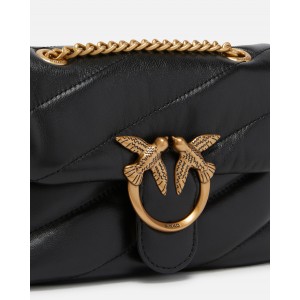 Pinko Puff Baby Maxi Quilt Black Leather Τσάντα
