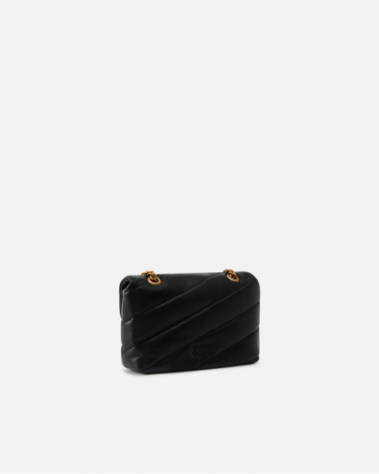 Pinko Puff Baby Maxi Quilt Black Leather Τσάντα