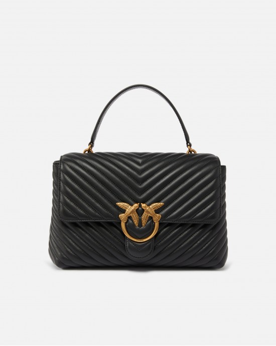 Pinko Big Lady Puff Chevron Black Leather Τσάντα Pinko Big Lady Puff Chevron Black Leather Τσάντα