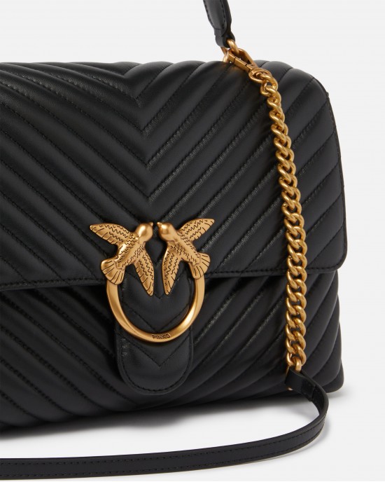 Pinko Big Lady Puff Chevron Black Leather Τσάντα Pinko Big Lady Puff Chevron Black Leather Τσάντα