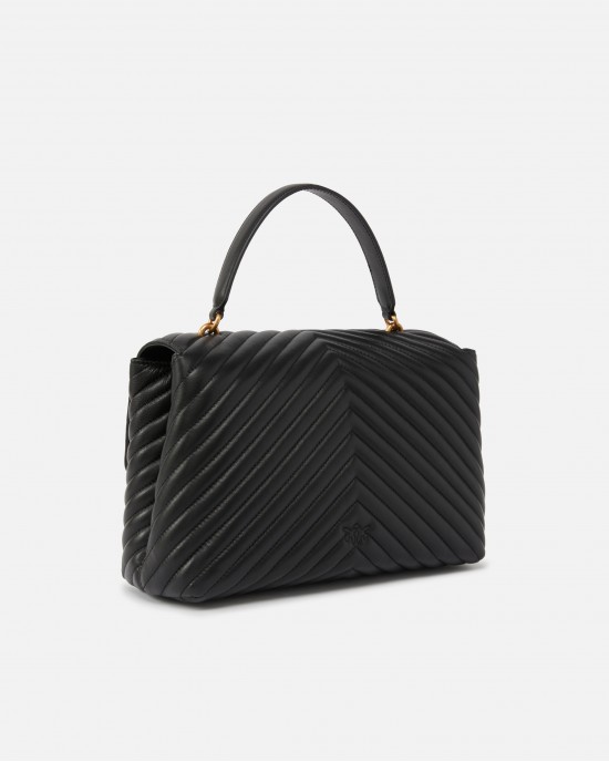 Pinko Big Lady Puff Chevron Black Leather Τσάντα Pinko Big Lady Puff Chevron Black Leather Τσάντα