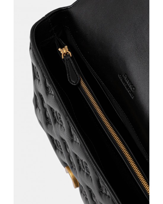Pinko Love Lady Puff Classic In Branded Nappa Leather Black Τσάντα Pinko Love Lady Puff Classic In Branded Nappa Leather Black Τσάντα