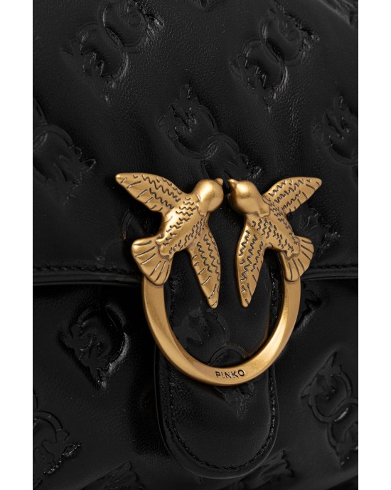 Pinko Love Lady Puff Classic In Branded Nappa Leather Black Τσάντα Pinko Love Lady Puff Classic In Branded Nappa Leather Black Τσάντα