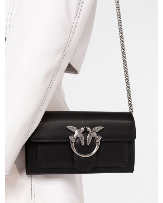 Pinko Love One Wallet Simply Black Leather Τσάντα Pinko Love One Wallet Simply Black Leather Τσάντα