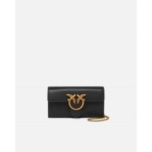 Pinko Love One Wallet Simply Black Leather Τσάντα