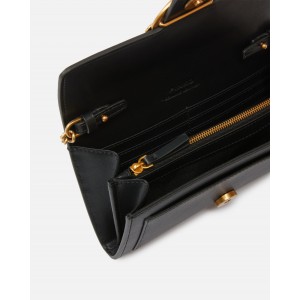 Pinko Love One Wallet Simply Black Leather Τσάντα