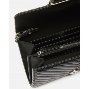 Pinko Love One Wallet Chevron Black Leather Τσάντα