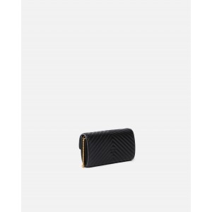 Pinko Love One Wallet Chevron Black Leather Τσάντα