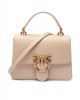 Pinko Love One Handle Mini Beige Leather Τσάντα