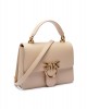 Pinko Love One Handle Mini Beige Leather Τσάντα