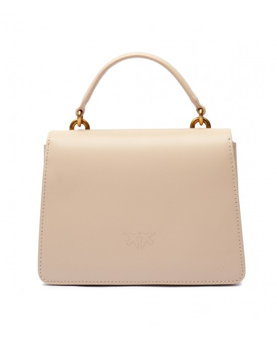 Pinko Love One Handle Mini Beige Leather Τσάντα