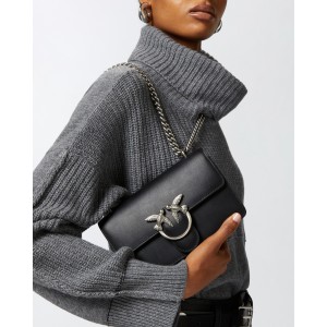 Pinko Love One Mini Simply Black Leather Τσάντα Pinko Love One Mini Simply Black Leather Τσάντα
