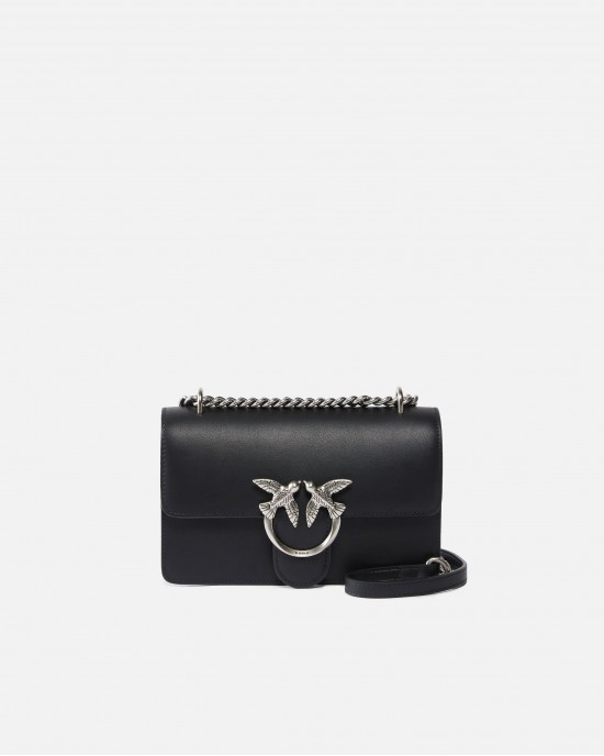 Pinko Love One Mini Simply Black Leather Τσάντα Pinko Love One Mini Simply Black Leather Τσάντα