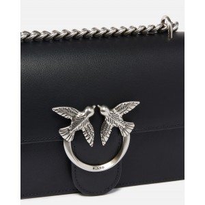 Pinko Love One Mini Simply Black Leather Τσάντα Pinko Love One Mini Simply Black Leather Τσάντα