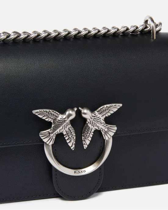 Pinko Love One Mini Simply Black Leather Τσάντα Pinko Love One Mini Simply Black Leather Τσάντα