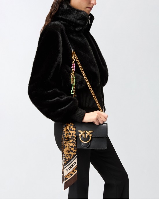 Pinko Love One Mini Simply Black Leather Τσάντα