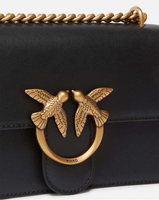 Pinko Love One Mini Simply Black Leather Τσάντα
