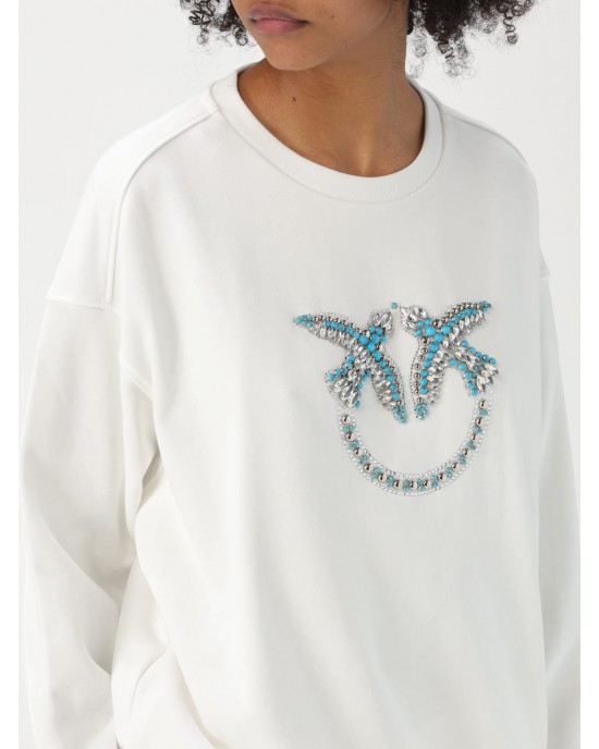 Pinko Nelly Crew-Neck White Φούτερ