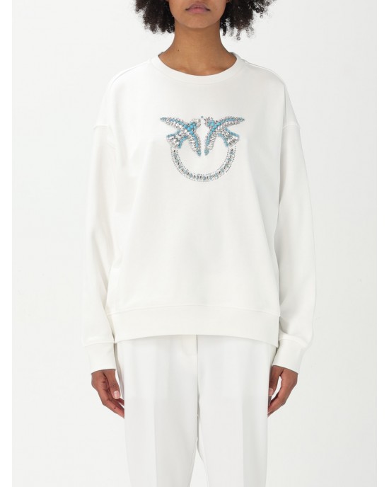 Pinko Nelly Crew-Neck White Φούτερ