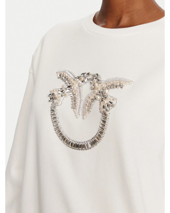 Pinko Nelly Crew-Neck White Φούτερ