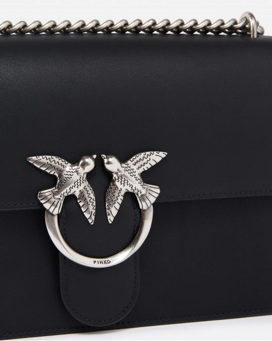 Pinko Love One Classic Simply Black Leather Τσάντα