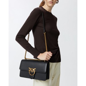 Pinko Love One Classic Simply Black Leather Τσάντα