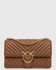 Pinko Love One Classic Chevron Brown Leather Τσάντα
