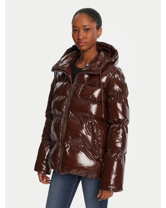 Pinko Eleodoro Caban Crystal Nylon Brown Μπουφάν Με Κουκούλα Pinko Eleodoro Caban Crystal Nylon Brown Μπουφάν Με Κουκούλα