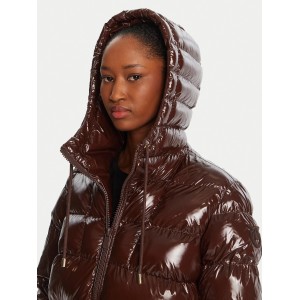 Pinko Eleodoro Caban Crystal Nylon Brown Μπουφάν Με Κουκούλα