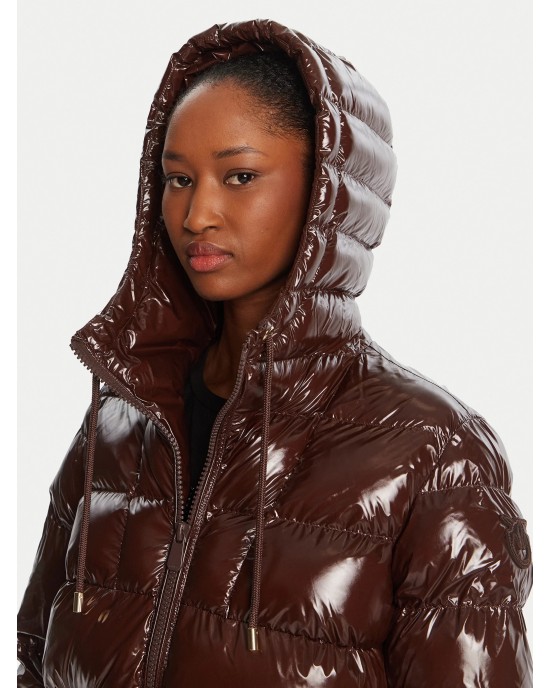 Pinko Eleodoro Caban Crystal Nylon Brown Μπουφάν Με Κουκούλα Pinko Eleodoro Caban Crystal Nylon Brown Μπουφάν Με Κουκούλα