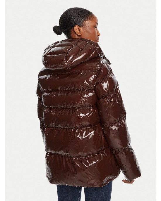 Pinko Eleodoro Caban Crystal Nylon Brown Μπουφάν Με Κουκούλα Pinko Eleodoro Caban Crystal Nylon Brown Μπουφάν Με Κουκούλα