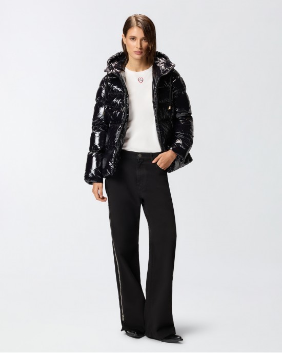 Pinko Eleodoro Caban Crystal Nylon Black Μπουφάν Με Κουκούλα Pinko Eleodoro Caban Crystal Nylon Black Μπουφάν Με Κουκούλα