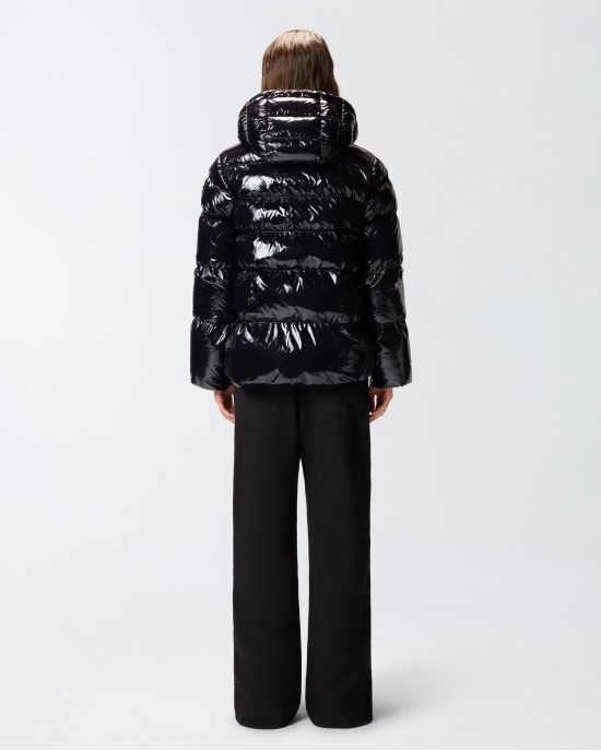 Pinko Eleodoro Caban Crystal Nylon Black Μπουφάν Με Κουκούλα Pinko Eleodoro Caban Crystal Nylon Black Μπουφάν Με Κουκούλα