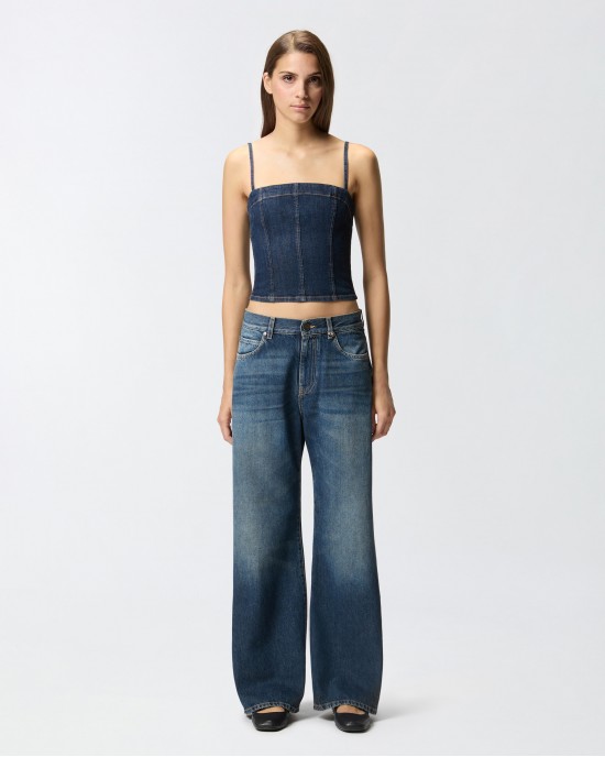 Pinko Wanda Wide Leg Soft Denim Παντελόνι