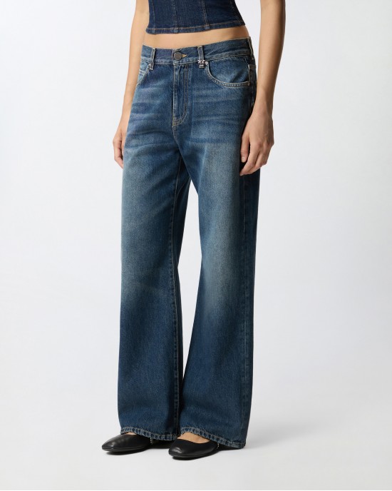 Pinko Wanda Wide Leg Soft Denim Παντελόνι