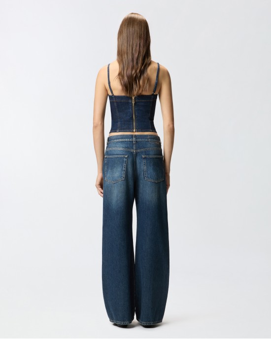 Pinko Wanda Wide Leg Soft Denim Παντελόνι