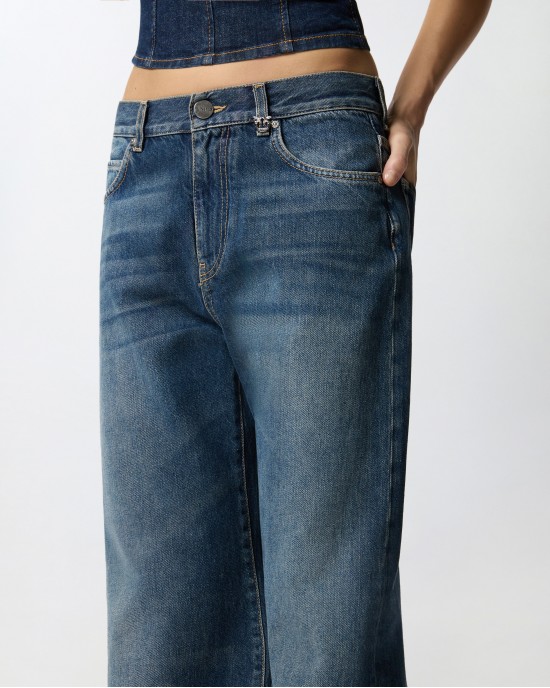 Pinko Wanda Wide Leg Soft Denim Παντελόνι