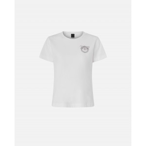 Pinko Nambrone T-shirt Crystal-Embroidered Logo White Μπλούζα