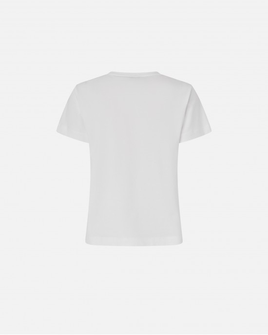 Pinko Nambrone T-shirt Crystal-Embroidered Logo White Μπλούζα
