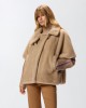 Pinko Comodino Faux Fur Cape Beige Παλτό
