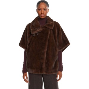 Pinko Comodino Faux Fur Cape Beige Παλτό