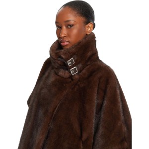 Pinko Comodino Faux Fur Cape Beige Παλτό