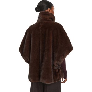 Pinko Comodino Faux Fur Cape Beige Παλτό