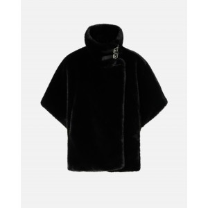 Pinko Comodino Faux Fur Cape Black Παλτό