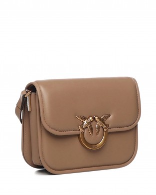 Pinko Love Box Square In Nappa Leather Beige Τσάντα