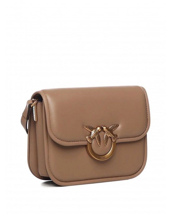 Pinko Love Box Square In Nappa Leather Beige Τσάντα