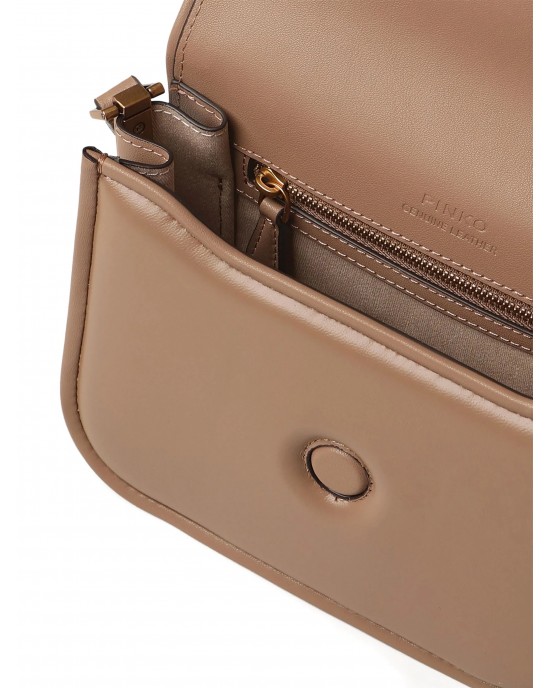 Pinko Love Box Square In Nappa Leather Beige Τσάντα