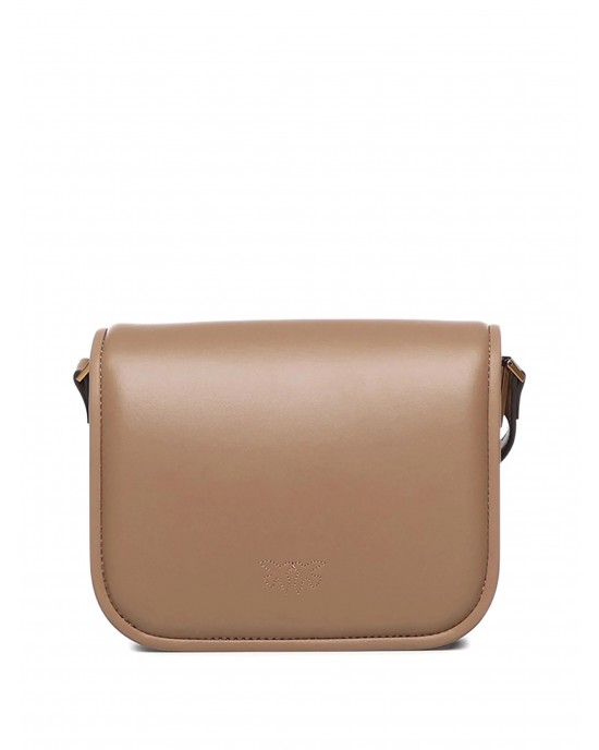 Pinko Love Box Square In Nappa Leather Beige Τσάντα